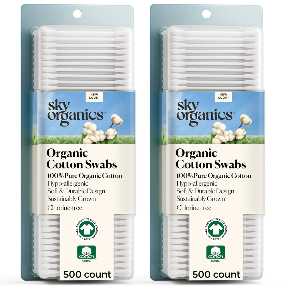 Sky Organics organic cotton swabs with ultra soft tips for gentle cleaning