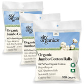 Sky Organics jumbo cotton balls pack, ultra-soft for delicate skin