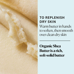 Texture of raw, unrefined shea butter melting on skin.