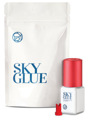 Sky S+ eyelash extension glue bottle close-up, rapid 1-2 second drying for efficient sessions.