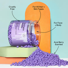 Sliick wax beads for facial and body hair removal, stripless and precise.