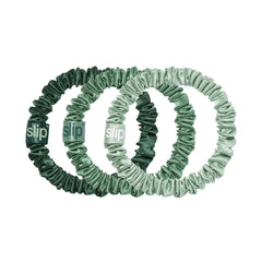 Slip ivy skinny scrunchie closeup shows luxe silk texture for gentle hold.