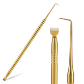 Sliverdew lash lift tool in gold with ergonomic grip for precise separation.