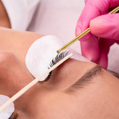 Sliverdew gold lash lift tool shows needle removed and added comb for easier lifting.