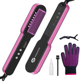 Slopehill Steam Hair Straightener Brush front view for quick, portable styling.
