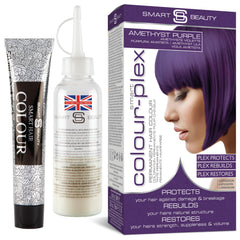 Smart Beauty amethyst purple dye bottle promises bold salon-worthy color