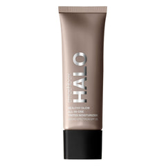 Smashbox Halo Healthy Glow tinted moisturizer bottle showing lightweight, dewy finish and hydration