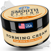 Smooth Viking Forming Cream, botella 2oz, ofrece fijación duradera para cabello masculino.