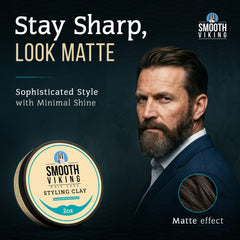 Smooth Viking Hair Clay, aplicación suave en pelo húmedo o seco.
