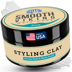 Smooth Viking Hair Clay, empaque compacto, ideal para viaje y transporte.