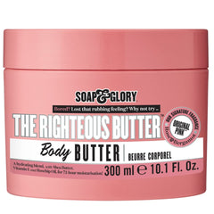 Soap & Glory The Righteous Butter jar close-up highlighting rich moisture for dry skin