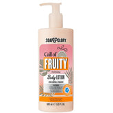 Soap & Glory Call of Fruity bottle close-up highlighting tropical moisturizing formula.