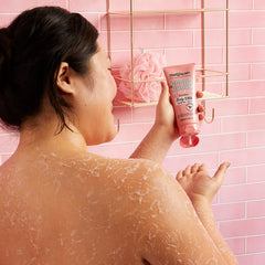 Packaging close-up of Soap & Glory Original Pink Scrub with vegan cruelty-free label.