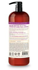 Soapbox Biotin Shampoo label highlights collagen and elderberry benefits.
