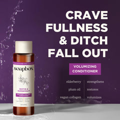 Envase conjunto Soapbox Biotina y Superfruta 2x16 oz en estante.