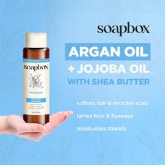 Soapbox Acondicionador de Argán, brillo duradero que realza la apariencia del cabello.