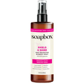 Soapbox Heat Protectant Spray bottle ready for a high-heat blowout.