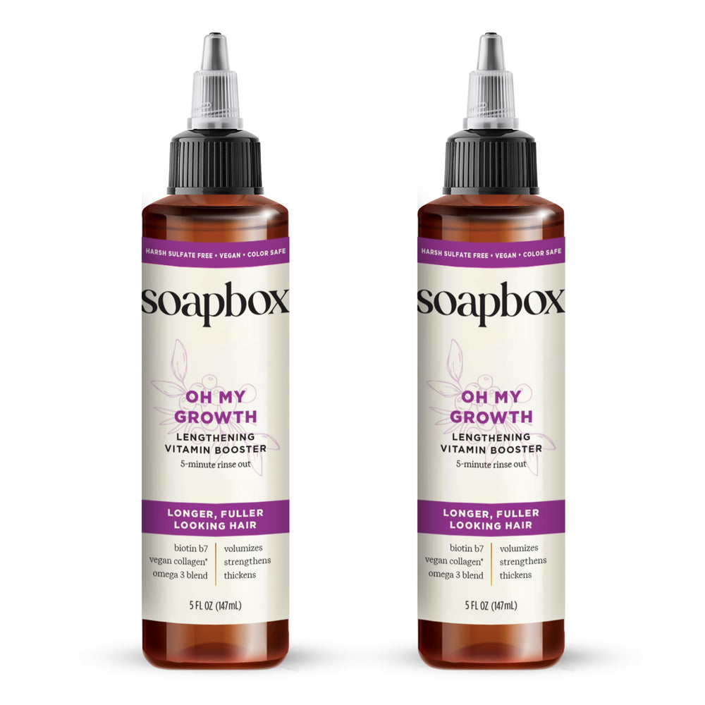 Soapbox Oh My Growth muestra la botella en primer plano para cabello más lleno.