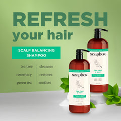 Soapbox Tea Tree Conditioner creamy glide improves detangling and softness.