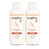 Soapbox Vanilla Bean & Fig, botella principal, ideal para duchas diarias con hidratación suave.