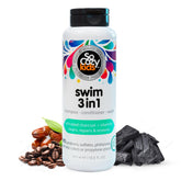 SoCozy Kids Swim 3-in-1 bottle on shelf, chlorine and salt removal for healthier hair.