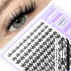 SOFENIDA natural manga lash clusters kit close-up showing dense 8-16mm clusters for fluttery volume