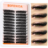 SOFENIDA lash clusters cat-eye 80D for a natural-to-dramatic look.