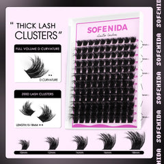 SOFENIDA lash clusters featuring D curvature design for natural drama