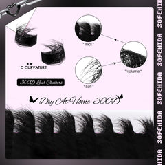SOFENIDA lash clusters D-curvature creates voluminous eyes with natural lift.
