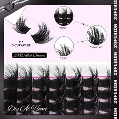 SOFENIDA 200D thick lash clusters with D curl for dense depth