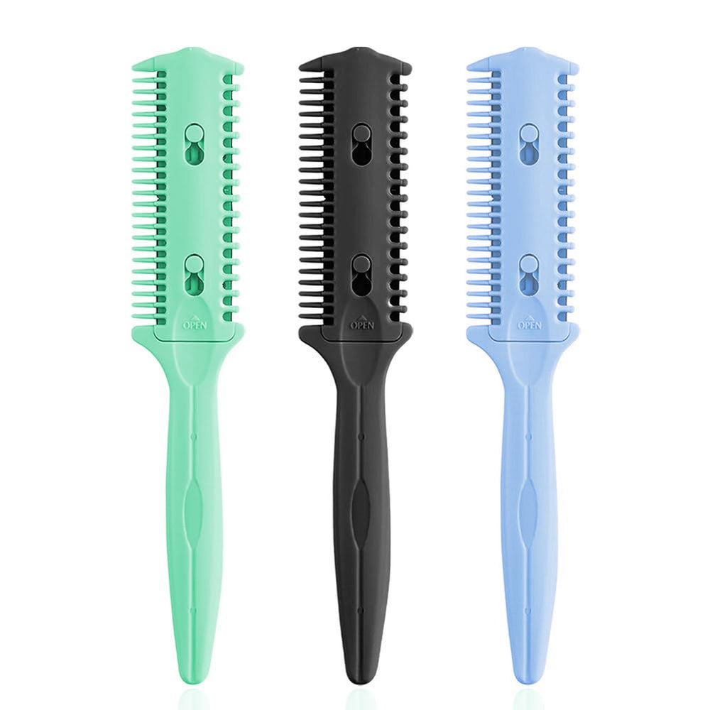 Soft 'N Style 3Pack double-sided hair trimmer comb green for precise at-home trimming.