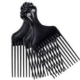 Soft 'N Style three-pack black fist-handle afro pick for quick detangling and styling.
