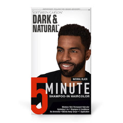 SoftSheen-Carson Dark and Natural bottle pour shows jet black color with lasting gray coverage.
