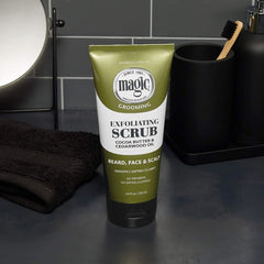 SoftSheen Magic beard scrub application demonstrates tangle-free beard after cleansing
