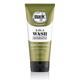 SoftSheen Magic Beard Wash bottle displays 3-in-1 formula for face, beard, and hair.
