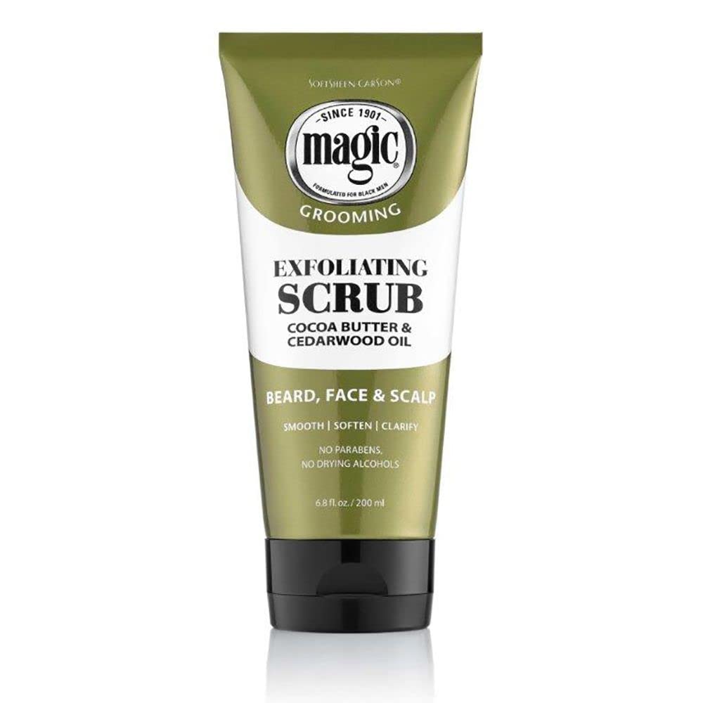 SoftSheen Magic facial exfoliating scrub bottle pour for easy beard and skin exfoliation