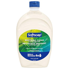Softsoap refill bottle pouring action for quick handwashing.