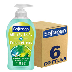 Softsoap jabón antibacteriano para manos, frontal de la botella, ideal para lavado diario.