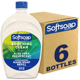 Softsoap soothing aloe bottle refill showing a large moisturizing refill for soft hands.