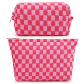 SOIDRAM 2-piece checkered makeup bag set for organized travel