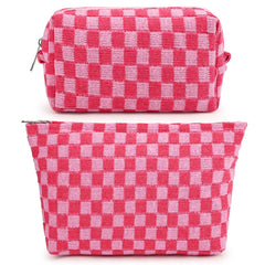 SOIDRAM 2-piece checkered makeup bag set for organized travel