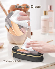 Soimeat transparent waterproof makeup bag helps identify contents while protecting brushes from moisture