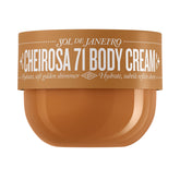 Sol de Janeiro Cheirosa 71 shimmering body cream bottle close-up with lightweight hydration and glow.