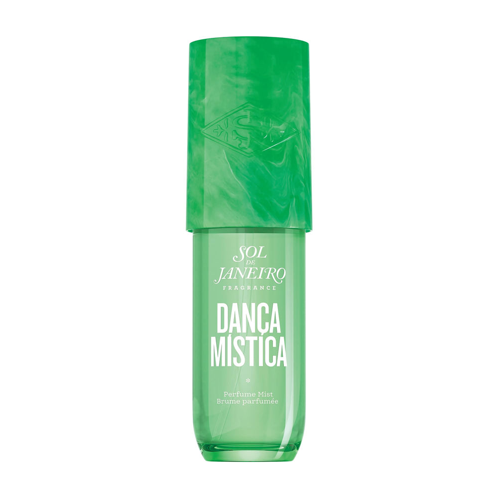 Sol de Janeiro Danca Mistica bottle close-up highlighting fig gourmand scent for daily wear.