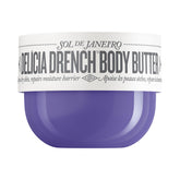 Sol de Janeiro Delicia Drench body butter jar closeup showing rich texture and luxury feel.