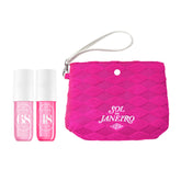 Sol de Janeiro giftable set with pink wristlet pouch for on-the-go spritzes.