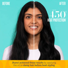 Sol de Janeiro oil on damp hair used as heat protectant before styling