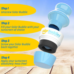 Solar Buddies: tamaño de viaje ideal para protector solar, compacto