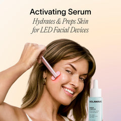 Solawave Renew Complex dropper dispensing formula for priming before red light therapy.