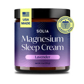 Solia Magnesium Sleep Cream, envase 4oz, ideal para rutina nocturna relajante.